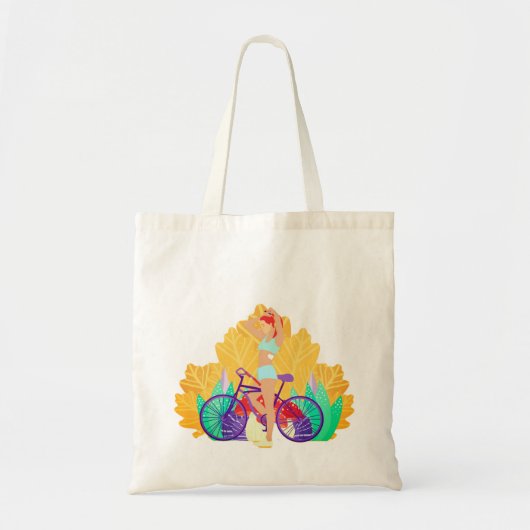 Vrouw, fiets, meisje tote bag (Voorkant)
