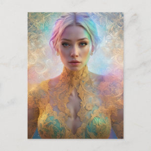 Vrouw Figuur in Pastel Kant Briefkaart