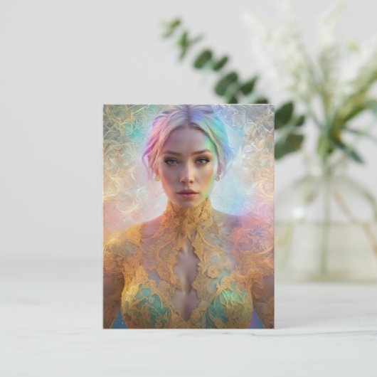 Vrouw Figuur in Pastel Kant Briefkaart (Staand voorkant)