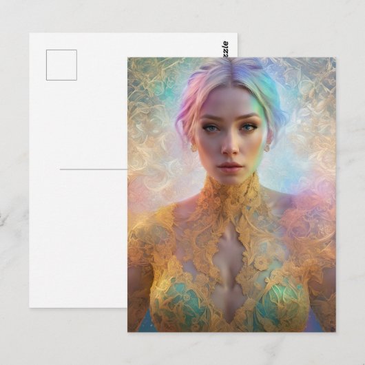 Vrouw Figuur in Pastel Kant Briefkaart (Voorkant / Achterkant)