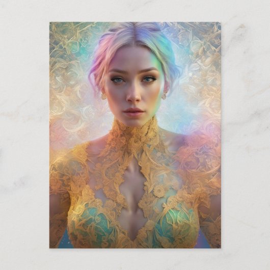 Vrouw Figuur in Pastel Kant Briefkaart (Voorkant)