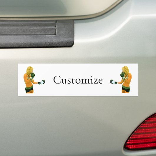 Vrouw Fitness Model boxing Thunder_Cove Bumpersticker (Op auto)