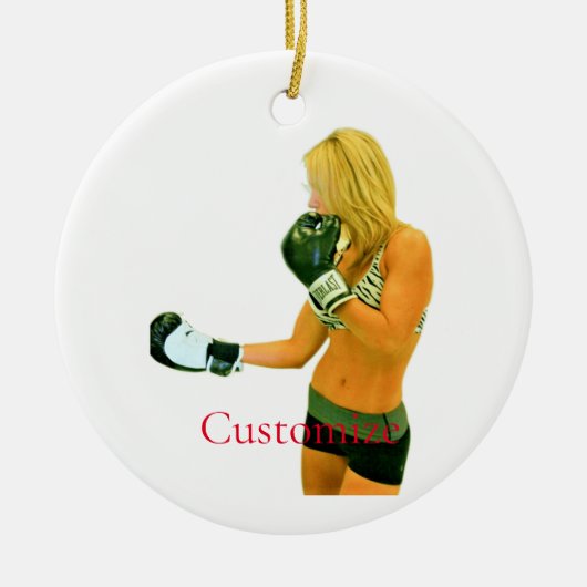 Vrouw Fitness Model boxing Thunder_Cove Keramisch Ornament (Voorkant)