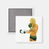 Vrouw Fitness Model boxing Thunder_Cove Magneet (Voorkant / Achterkant)