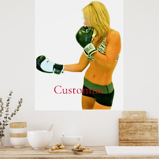 Vrouw Fitness Model boxing Thunder_Cove Poster (Keuken)