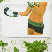 Vrouw Fitness Model boxing Thunder_Cove Theedoek (Gevouwen)