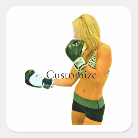 Vrouw Fitness Model boxing Thunder_Cove Vierkante Sticker (Voorkant)