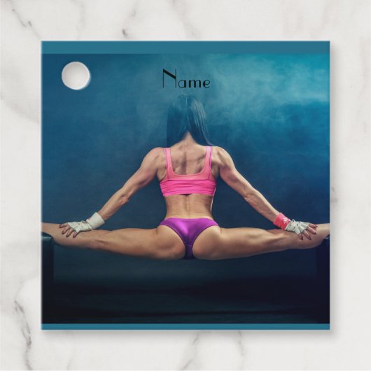 Vrouw fitness Model Split Thunder_Cove Bedankjes Labels (Voorkant)