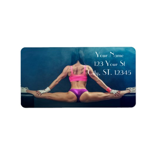 Vrouw fitness Model Split Thunder_Cove Etiket (Voorkant)