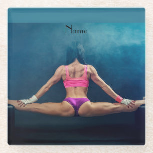 Vrouw fitness Model Split Thunder_Cove Glazen Onderzetter