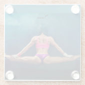 Vrouw fitness Model Split Thunder_Cove Glazen Onderzetter (Achterkant)