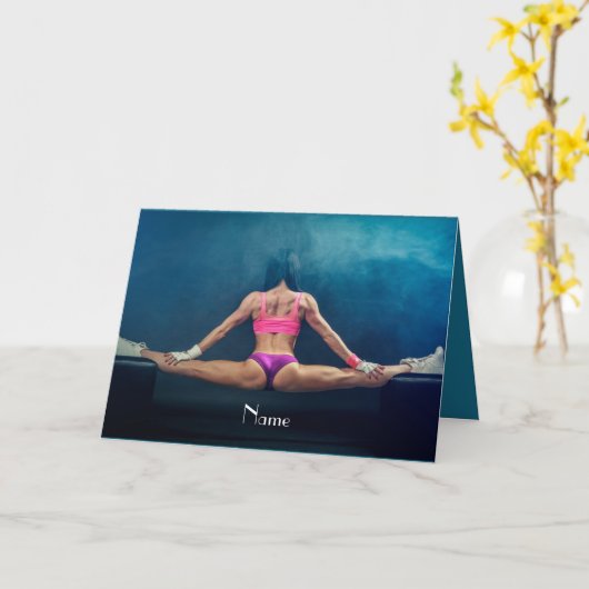 Vrouw fitness Model Split Thunder_Cove Kaart (Gele Bloem)