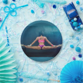 Vrouw fitness Model Split Thunder_Cove Papieren Bordje (Feest)