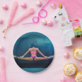 Vrouw fitness Model Split Thunder_Cove Papieren Bordje (Feest)