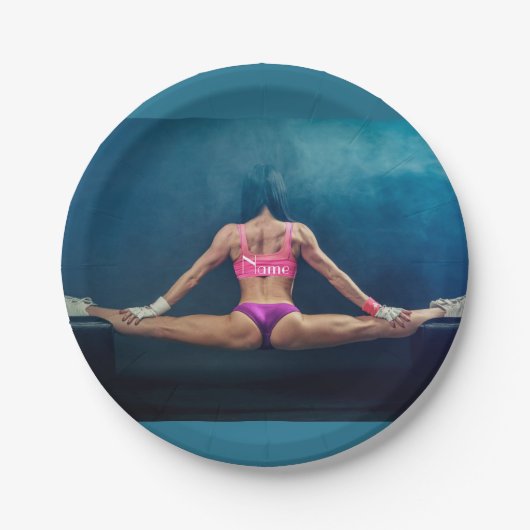 Vrouw fitness Model Split Thunder_Cove Papieren Bordje (Voorkant)