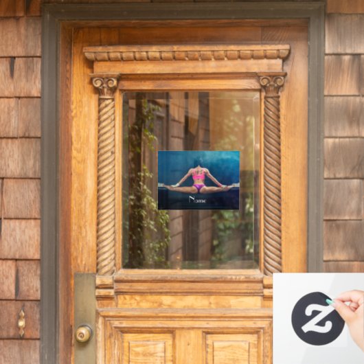 Vrouw fitness Model Split Thunder_Cove Raamsticker (Huis Deur)