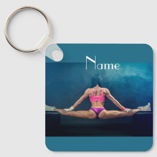 Vrouw fitness Model Split Thunder_Cove Sleutelhanger (Voorkant)