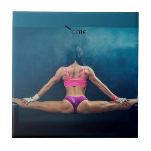  Vrouw fitness Model Split Thunder_Cove     Tegeltje