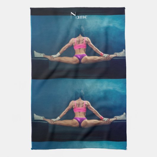 Vrouw fitness Model Split Thunder_Cove Theedoek (Verticaal)