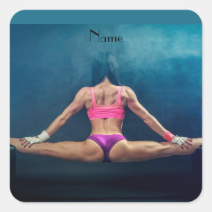 Vrouw fitness Model Split Thunder_Cove Vierkante Sticker