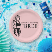 Vrouw Fitness Personal Training Minimalistisch Roz Papieren Bordje (Feest)