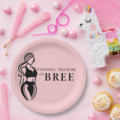 Vrouw Fitness Personal Training Minimalistisch Roz Papieren Bordje (Feest)