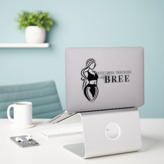 Vrouw Fitness Personal Training Minimalistisch Roz Sticker (Laptop op bureau)