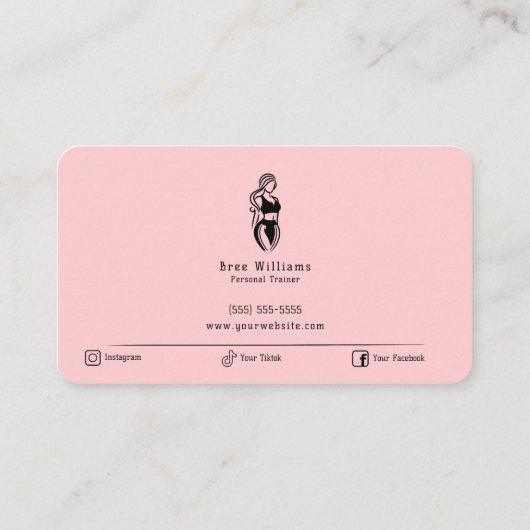 Vrouw Fitness Personal Training Minimalistisch Roz Visitekaartje (Achterkant)