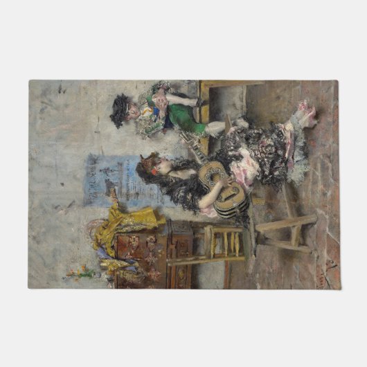 Vrouw Flamenco gitarist (Spaans gitarist) Deurmat (Voorkant)