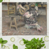 Vrouw Flamenco gitarist (Spaans gitarist) Theedoek (Gevouwen)