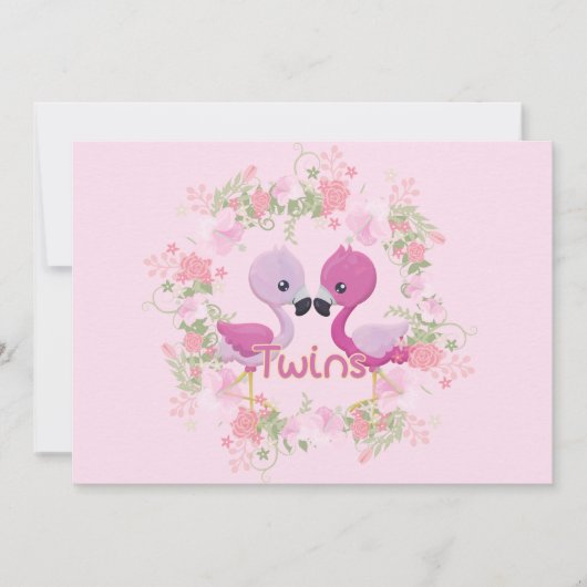 Vrouw Flamingo Twins Baby shower uitnodiging (Voorkant)