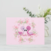 Vrouw Flamingo Twins Baby shower uitnodiging (Staand voorkant)