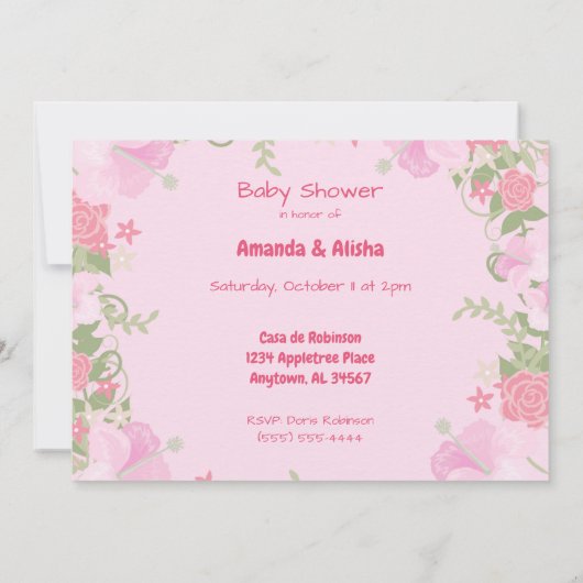 Vrouw Flamingo Twins Baby shower uitnodiging (Achterkant)