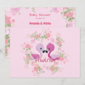 Vrouw Flamingo Twins Baby shower uitnodiging (Voorkant / Achterkant)