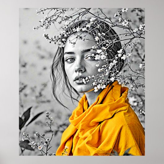 Vrouw Floral Art Print (Voorkant)