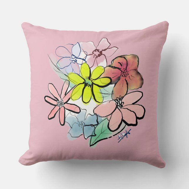 Vrouw:  Floral Bouquet Kussen (Voorkant)