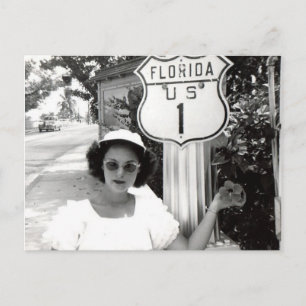 Vrouw Florida Rte. 1 Wegwijzer Briefkaart
