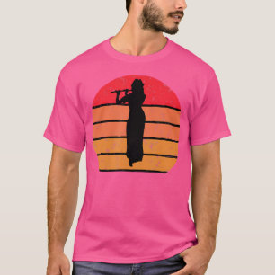 Vrouw Fluitspeler Sunset Silhouette Tshi T-shirt