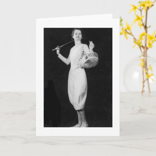  Vrouw Folie Fencer Note Kaart (Gele Bloem)