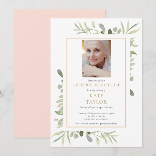 Vrouw Foto Begrafenis Viering van het leven Kaart (Voorkant / Achterkant)