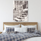 Vrouw foto op het strand in Cannes in de jaren 193 Canvas Afdruk (Insitu (Slaapkamer))