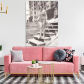 Vrouw foto op het strand in Cannes in de jaren 193 Canvas Afdruk (Insitu (Woonkamer))