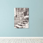 Vrouw foto op het strand in Cannes in de jaren 193 Canvas Afdruk (Insitu (Houten vloer))