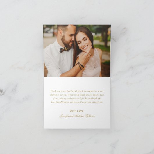 Vrouw Foto van Liefde en Bedankt Gold Script Navy  (Binnen)