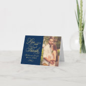 Vrouw Foto van Liefde en Bedankt Gold Script Navy  (Voorkant)