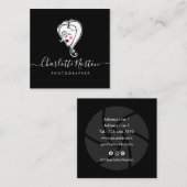Vrouw Fotograaf Black Square Visitekaartje (Voorkant / Achterkant)