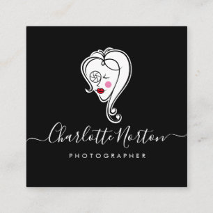 Vrouw Fotograaf Black Square Visitekaartje
