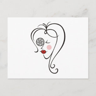Vrouw fotograaf briefkaart