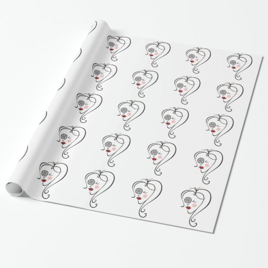 Vrouw fotograaf cadeaupapier (Uitgerold)
