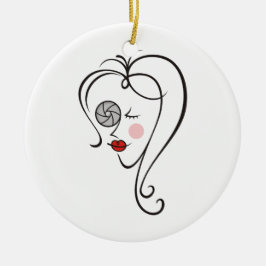 Vrouw fotograaf keramisch ornament